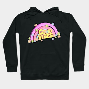 3D Flowers Retro Rainbow Good Vibes Hoodie